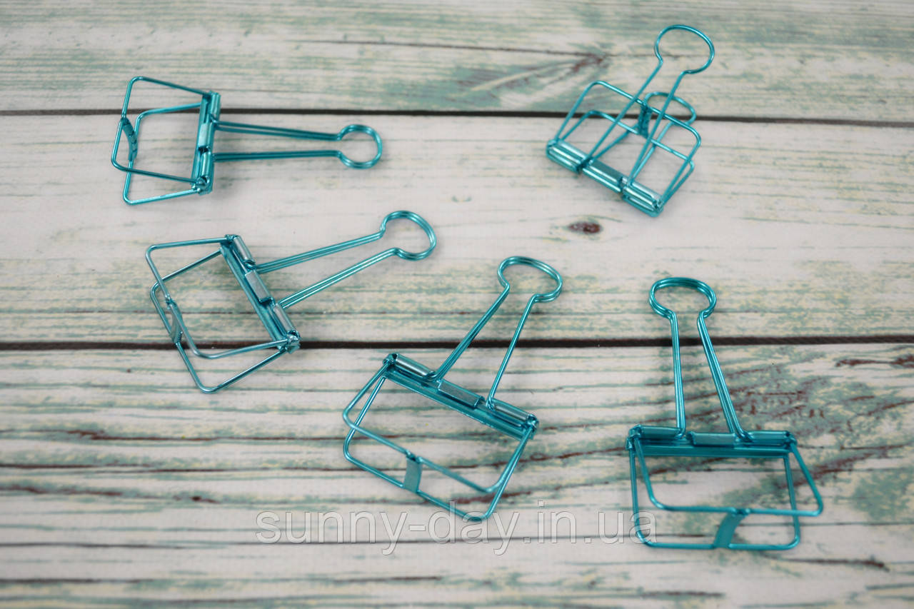 Біндер металевий 10х5х2см колір - блакитний, фото 1