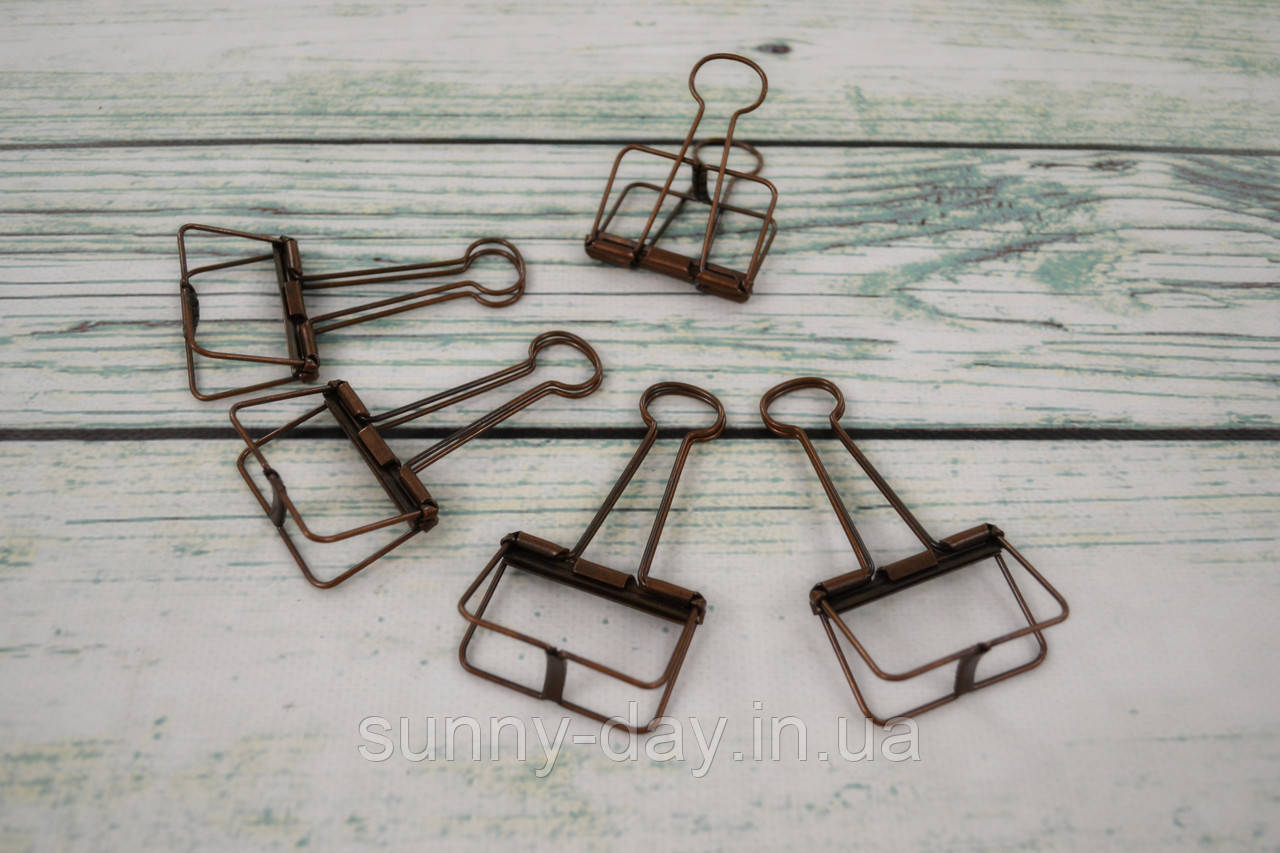 Біндер металевий 10х5х2см колір - мідь, фото 1