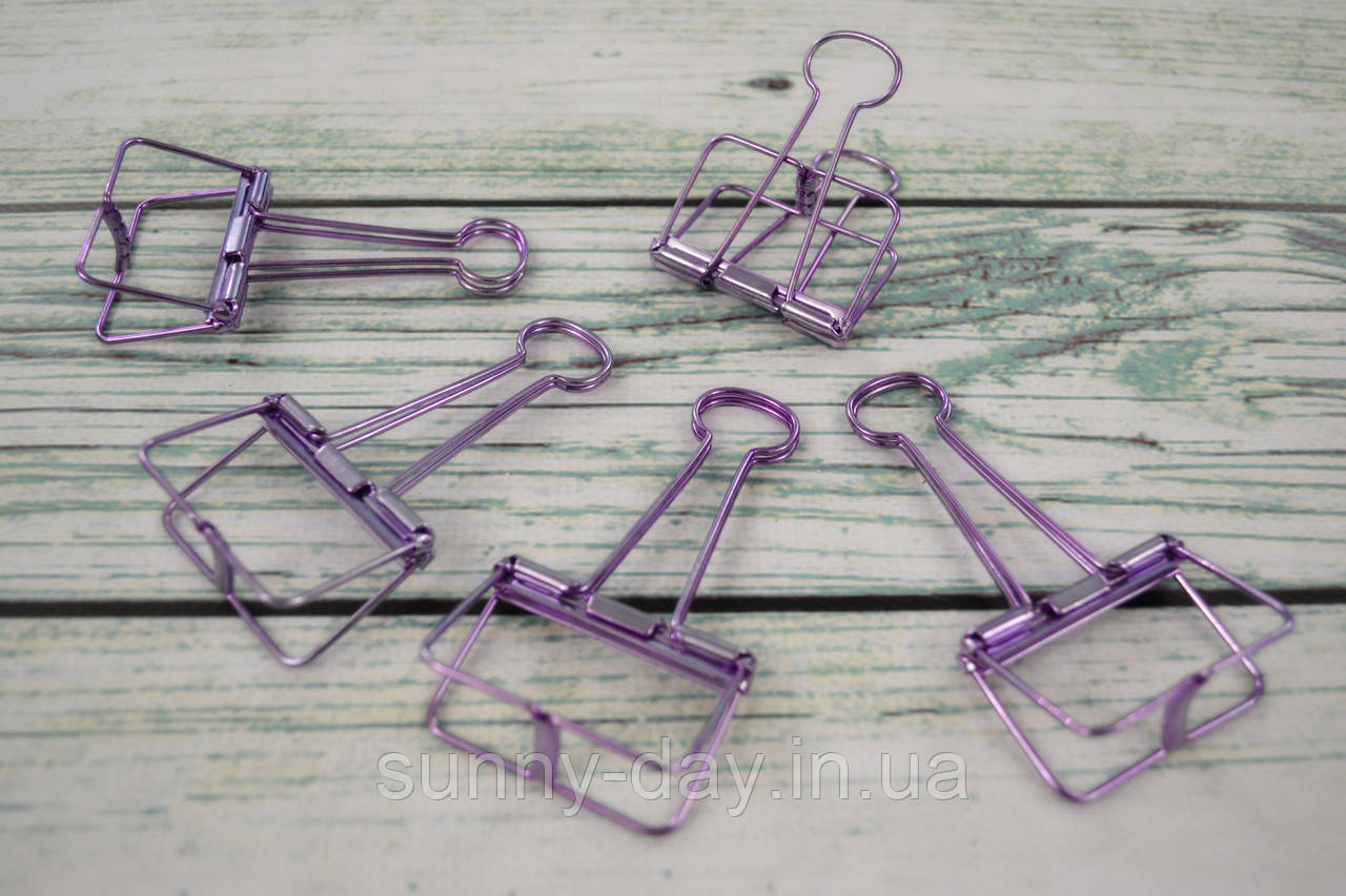 Біндер металевий 10х5х2см колір - бузковий, фото 1