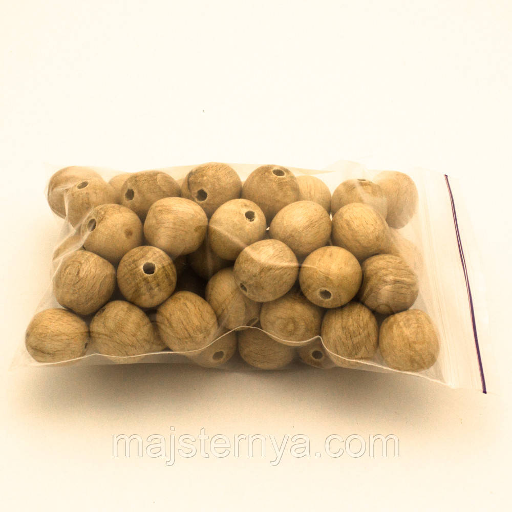 Дерев'яні намистини 20мм (50шт в упаковці) нефарбовані, натуральні з темного бука