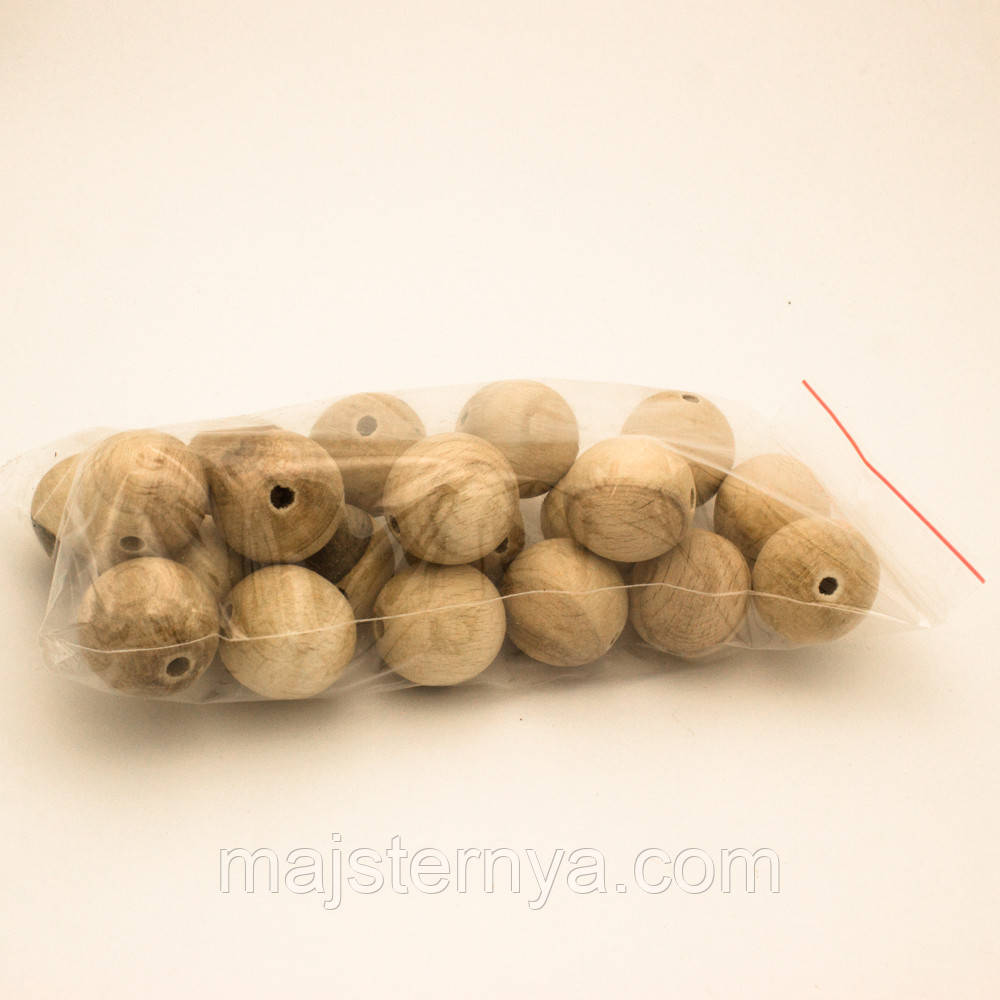 Дерев'яні намистини 29мм (20шт в упаковці) нефарбовані, натуральні з темного бука