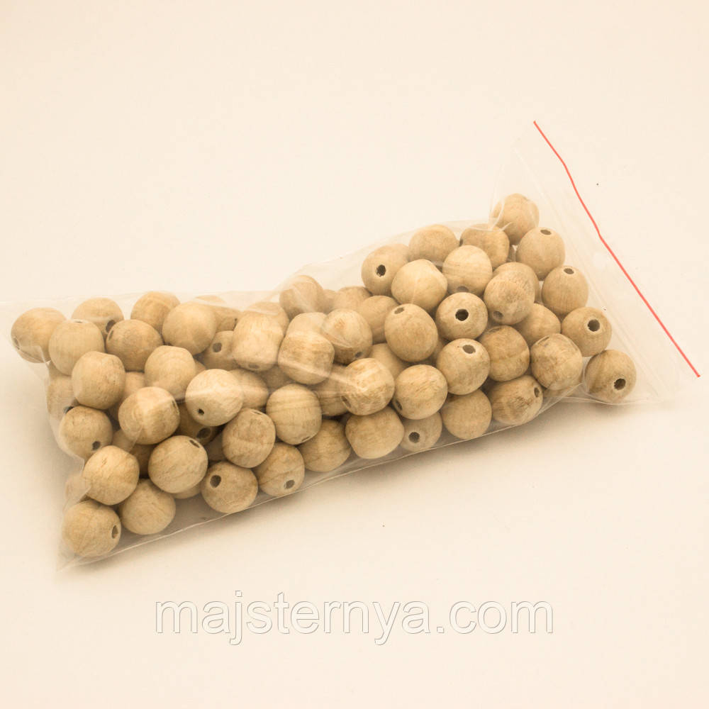 Дерев'яні намистини 16мм (100шт в упаковці) нефарбовані, натуральні з темного бука