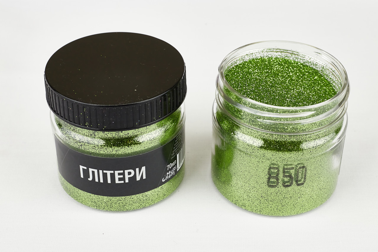 Глітер світло-зелений 850, 0,2 мм 1/128 , 70 мл