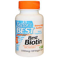 Біотин (B7) 5000мкг, Doctor's s Best, 120 гельових капсул