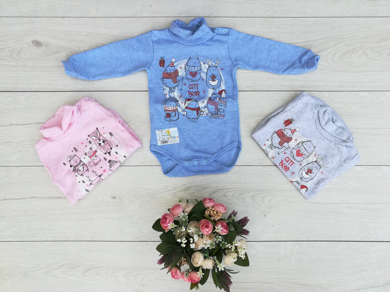 Дитячий бодик-гольф "Звірятка" байка зріст 62-64 см, фото 1