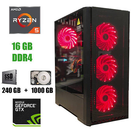 Golden Field 7681 RGB / AMD Ryzen 5 3400G (4(8) ядра по 3.7 - 4.2 GHz) / 16 GB DDR4 / 240 GB SSD +1 TB HDD /, фото 1