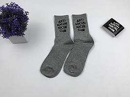 Шкарпетки Високі Жіночі Чоловічі Anti Social Social Club ASSC Сірі 37-45