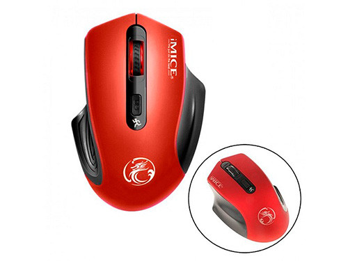 Бездротова ігрова миша мишка ТИХА 2000dpi iMice G-1800, червона
