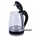 Чайник електричний Kamille 1.5 л з синім LED-підсвічуванням і сталевими декоративними вставками KM-1701B, фото 2