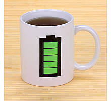 Чашка хамелеон "батарейка" біла