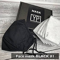 Защитная маска со сменными угольными фильтрами Face mask BLACK #1