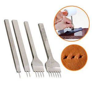 Набір з 4 пробійників ромбовидних рядкових для шкіри 1+2+4+6, крок 4мм