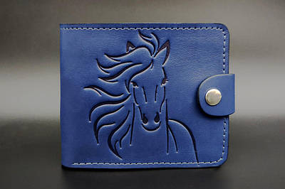 Елегантне портмоне-гаманець №3 з відділенням для фото тиснення Кінь. Гаманець шкіряний.