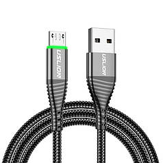 Кабель з підсвіткою USB Type C — USB Led 3A 2 м Uslion Black (для китайських телефонів), нейлон