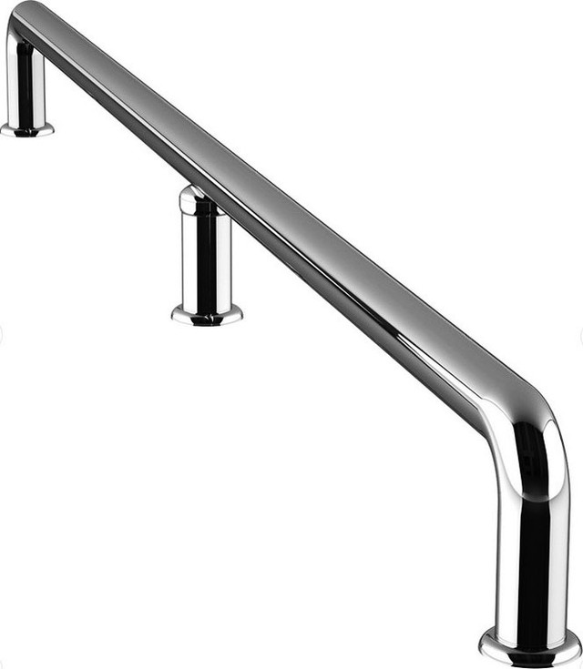 Вид готового изделия из нержавеющей трубы, отбойник Изделие- отбойник из круглой нержавеющей трубы