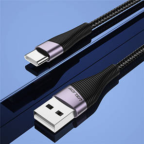 Зарядний кабель USB Type C 3A 2 м Uslion Black/Grey, фото 1