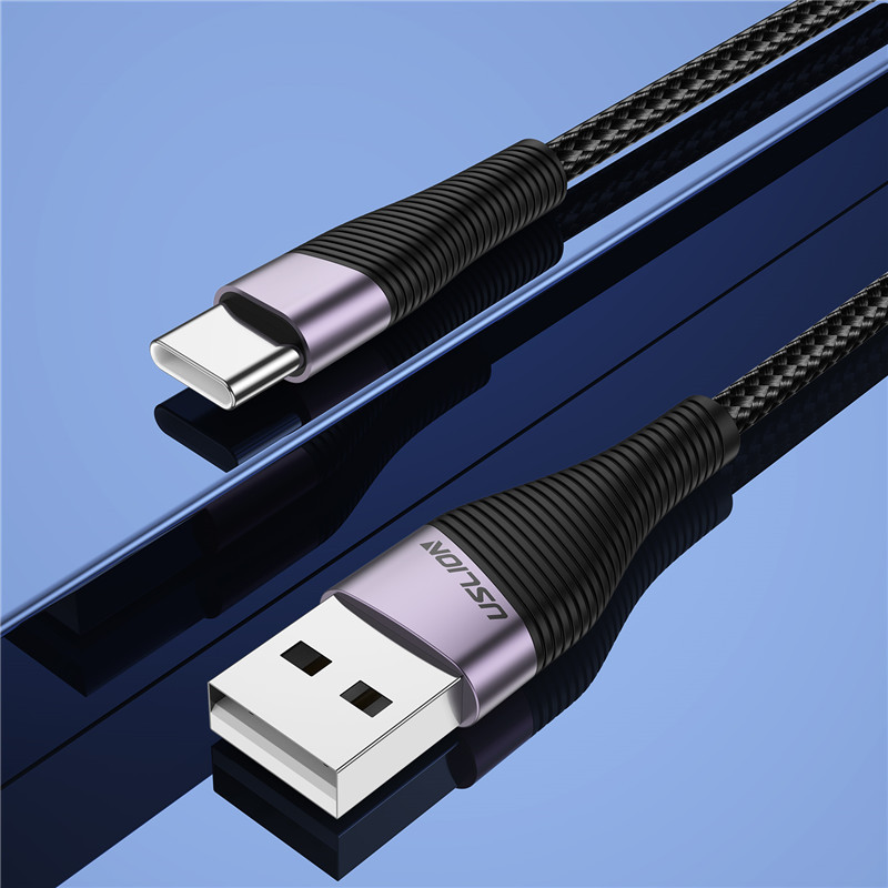 Зарядний кабель USB Type C 3A 2 м Uslion Black/Grey