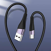 Зарядний кабель USB Type C 3A 2 м Uslion Black/Grey, фото 5
