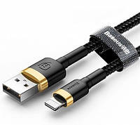 Кабель зарядный Baseus Cafule Cable USB to Lightning 2.4A 1m Gold Black (CALKLF-BV1)