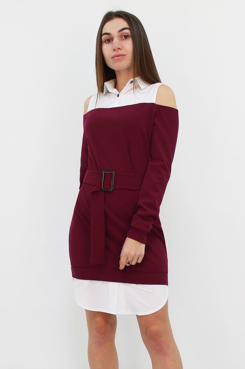 Комбіноване жіноче плаття Lilit, марсала