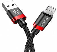 Кабель зарядный Baseus Cafule Cable USB to Lightning 2.4A 1m Red Black (CALKLF-B19)