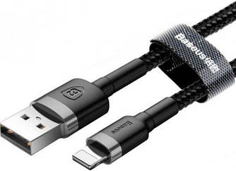 Зарядний кабель Baseus Cafule Cable USB to Lightning 2.4A 1m Grey Black (CALKLF-BG1)