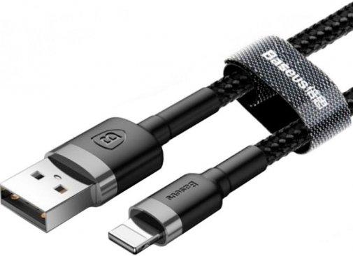 Зарядний кабель Baseus Cafule Cable USB to Lightning 2.4A 1m Grey Black (CALKLF-BG1), фото 1