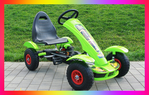Дитячий педальний велокарт на надувних колесах від 5 до 10 років, Bambi M 1450-5 салатовий. Веломобіль на педалях, фото 1