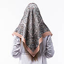 Кашемірова хустка з принтом 90х90см Персикова, фото 2