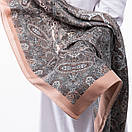 Кашемірова хустка з принтом 90х90см Персикова, фото 3