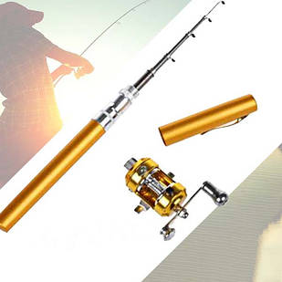 Складна міні вудка ручка Fishing Rod In Pen Case Gold 97 см