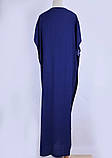 Красива довга пляжна накидка-плаття синього кольору з вишивкою, фото 8