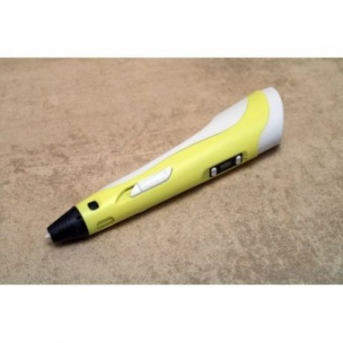 3D ручка для рисования с экраном 3д Ручка Pen3 MyRiwell с LCD дисплеем + трафарет Жёлтая - фото 2 - id-p1298436763