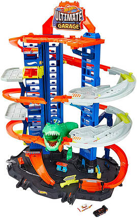 Легендарний гараж Хот Вілс з динозавром Hot Wheels City Robo T-Rex Ultimate Garage, фото 2