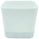 Горщик для квітів квадратний Begonya 1,5 л білий, фото 2