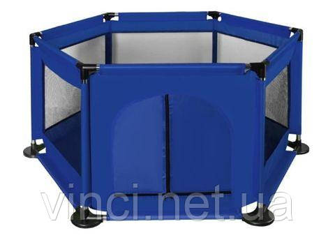 Манеж дитячий Маніж шестигранний СИНІЙ Ігровий манеж Детский манеж Манежик для дитини 125х65см ПОЛЬША, фото 1