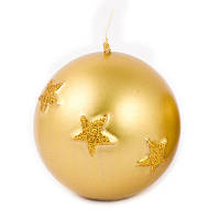 Новогодняя свеча подарочная золотого цвета в форме шара "Звездочки"