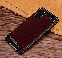 Чохол Fiji Litchi для Samsung Galaxy S20 (G980) силікон бампер з рельєфною текстурою темно-коричневий