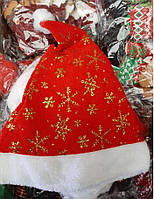 Новорічний ковпак для гнома. Шапка Санта Клауса. Ковпак Гномові снежинка2