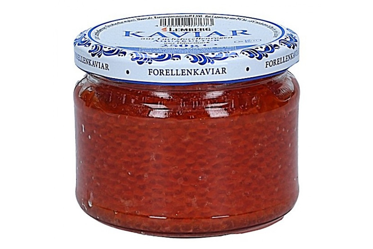 Лемберг ікра червона форелі Lemberg kaviar aus Lachsforellenrogen аквакультура 250 г - фото 1 - id-p1298615057