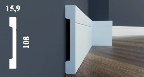 Плінтус ударостійкий високий LPC-20 Cezar з дюрополімер висотою 108 мм, фото 1