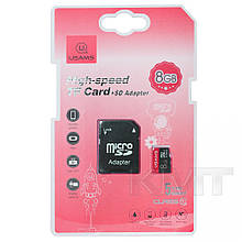 Карта пам'яті USAMS 8 GB US-ZB116 TF High Speed Card+Adapter (ZB116TF01) Red