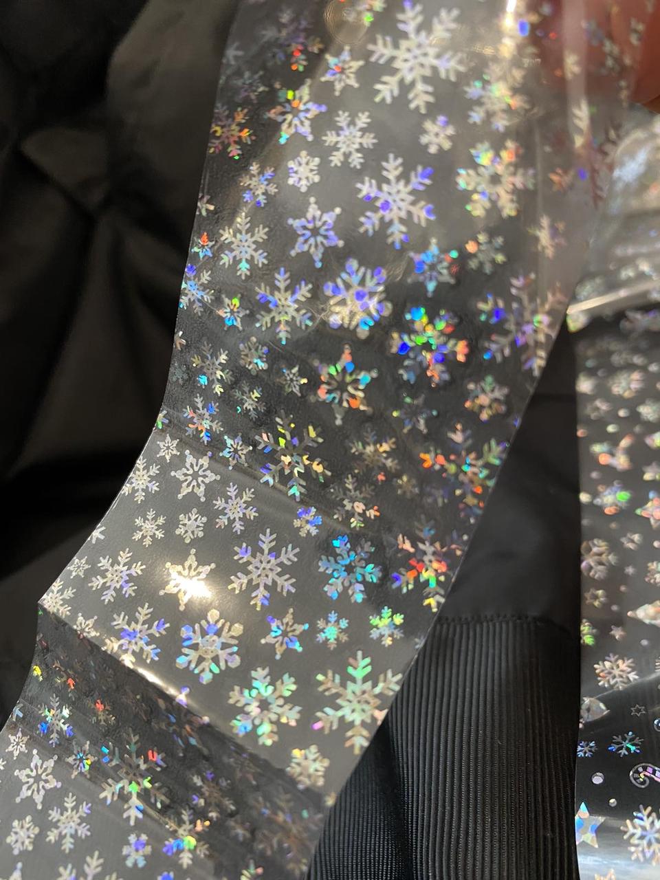 Фольгований новорічний дизайн, сніжинки