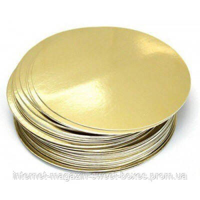 Посилена золота підкладка під торт кругла, одностороння, картонна діаметр 35 см - фото 1 - id-p771751980