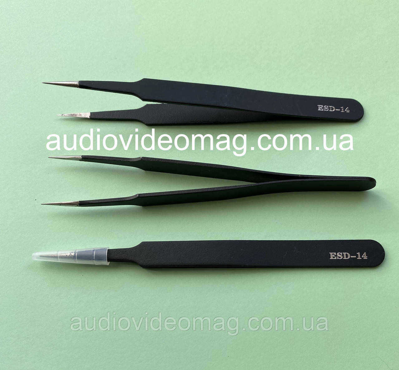Пінцет антистатичний ESD-14, немагнітний, вузькі гострі кінці, фото 1