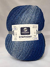 Пряжа вовняна Vivchari Premium Symphony, Color No.14 чорно-синьо-білий меланж