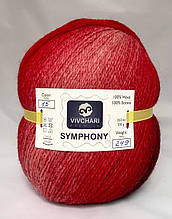Пряжа вовняна Vivchari Premium Symphony, Color No.15 бордово-червоно-білий меланж