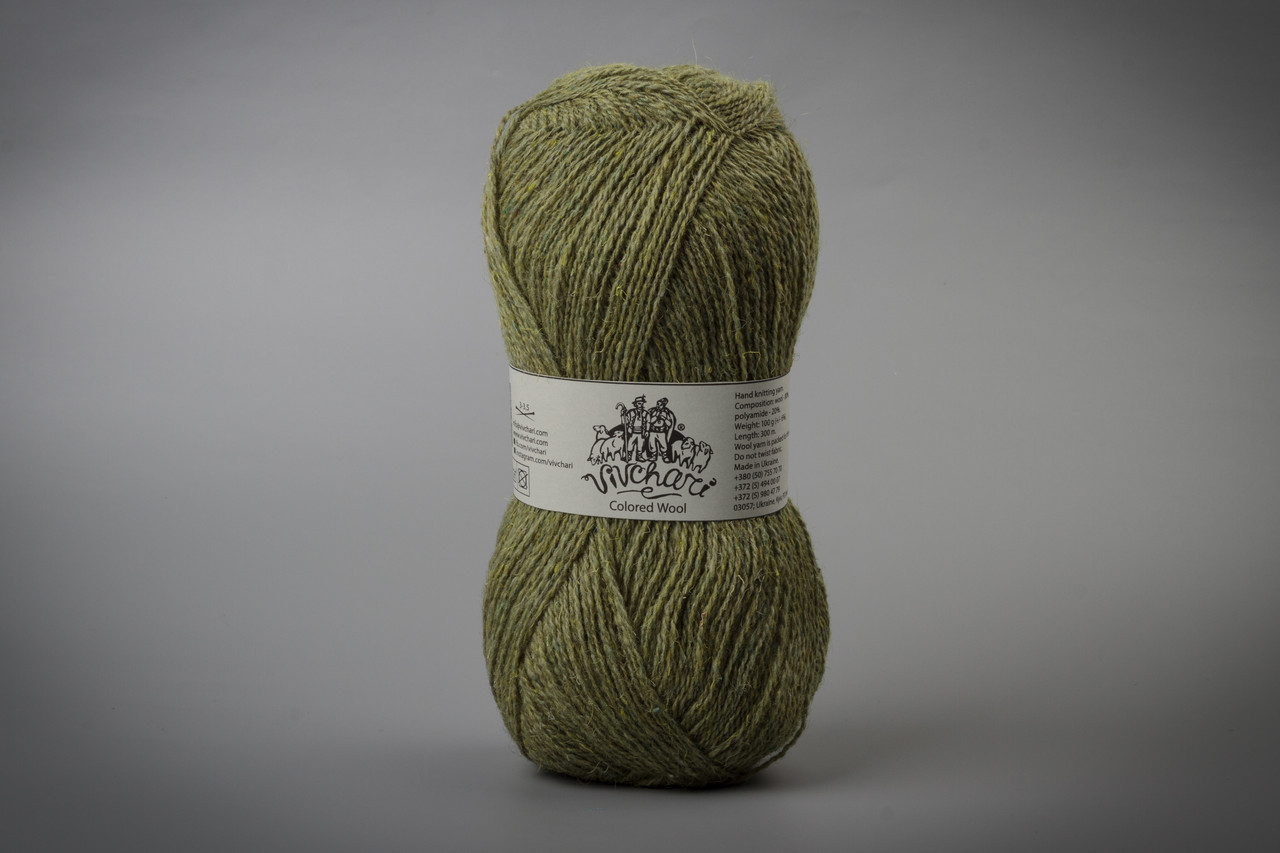 Пряжа вовняна Vivchari Colored Wool, Color No.804 світла оливка