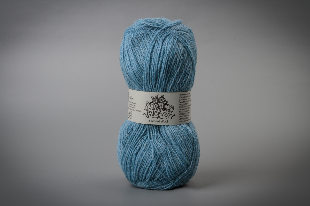 Пряжа вовняна Vivchari Colored Wool, Color No.806 блакитний
