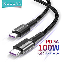 Оригинальный кабель KUULAA D106 USB-C PD 100 вт QC4.0 для Xiaomi Poco X3, MacBook, iPad Black 1М